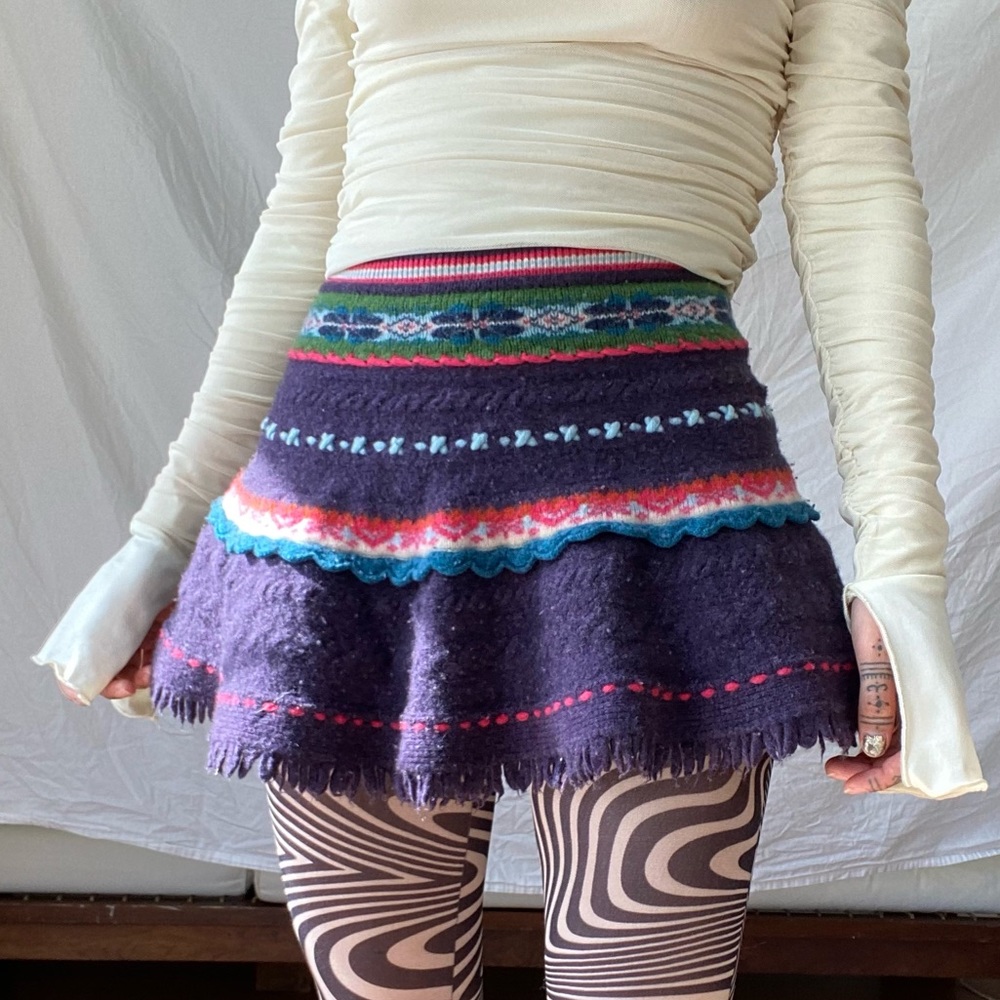 Handmade Crochet Wool Knit Mini Skirt